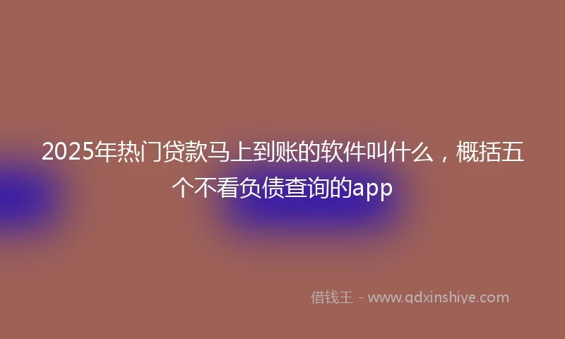 2025年热门贷款马上到账的软件叫什么，概括五个不看负债查询的app