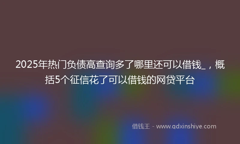 2025年热门负债高查询多了哪里还可以借钱_，概括5个征信花了可以借钱的网贷平台