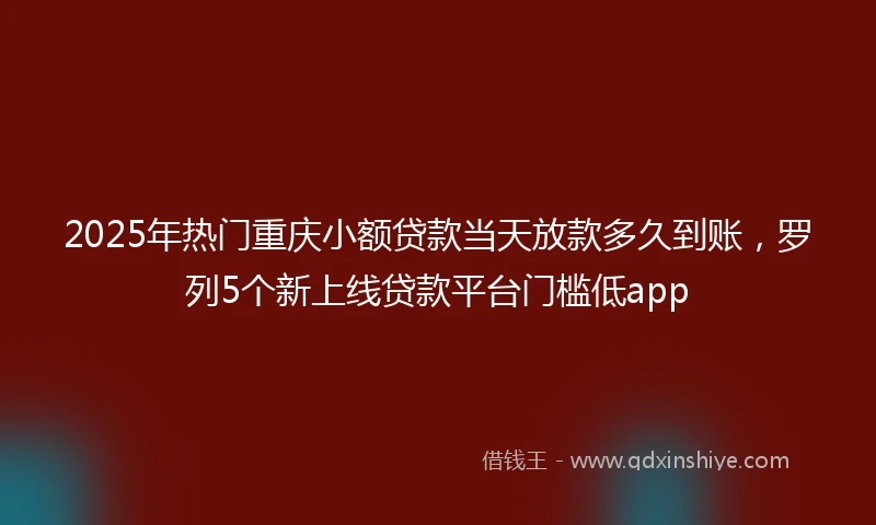2025年热门重庆小额贷款当天放款多久到账，罗列5个新上线贷款平台门槛低app