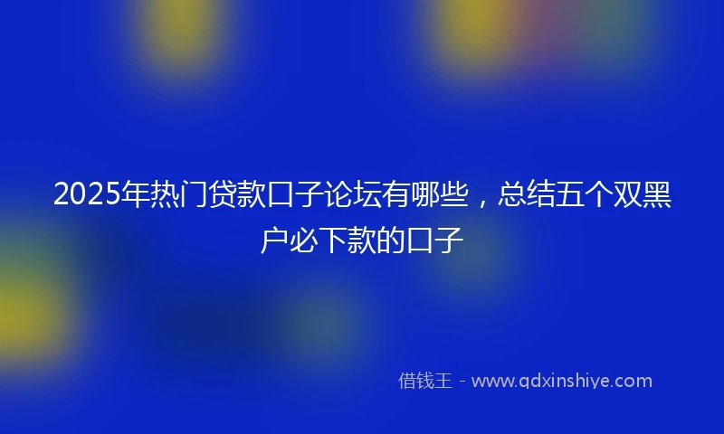2025年热门贷款口子论坛有哪些，总结五个双黑户必下款的口子