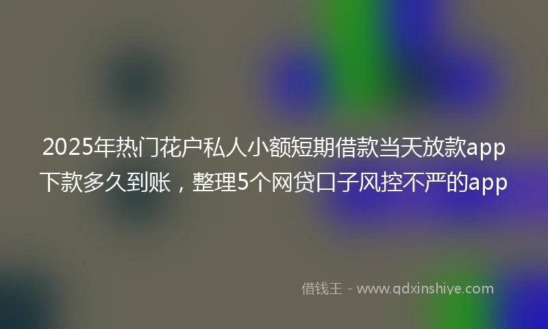 2025年热门花户私人小额短期借款当天放款app下款多久到账，整理5个网贷口子风控不严的app