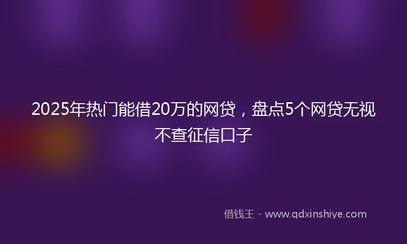 2025年热门能借20万的网贷，盘点5个网贷无视不查征信口子