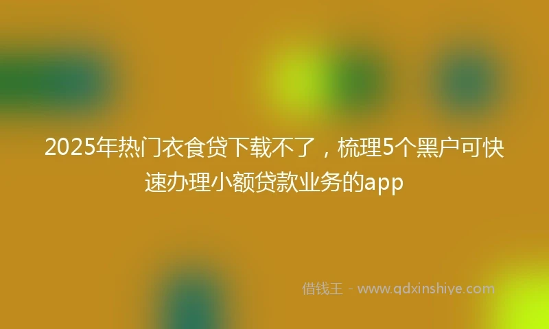 2025年热门衣食贷下载不了，梳理5个黑户可快速办理小额贷款业务的app