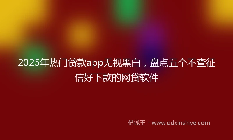 2025年热门贷款app无视黑白，盘点五个不查征信好下款的网贷软件