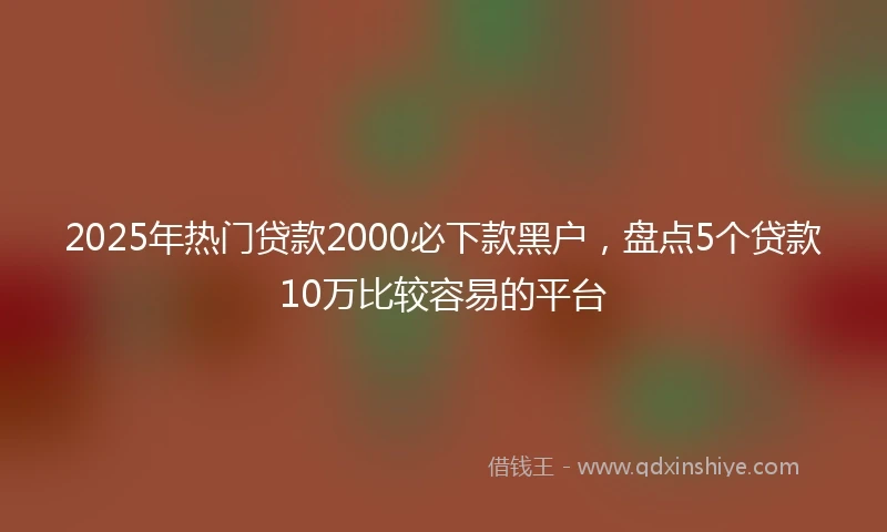 2025年热门贷款2000必下款黑户，盘点5个贷款10万比较容易的平台