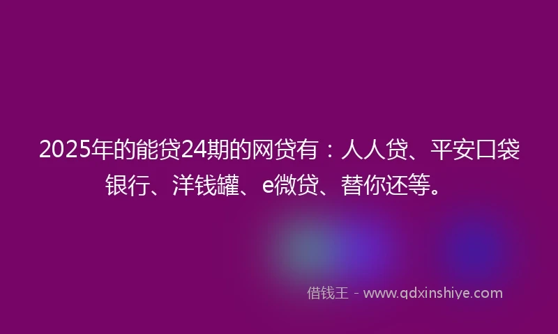 2025年的能贷24期的网贷有：人人贷、平安口袋银行、洋钱罐、e微贷、替你还等。