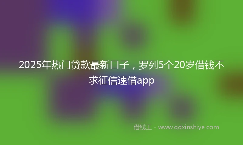 2025年热门贷款最新口子，罗列5个20岁借钱不求征信速借app