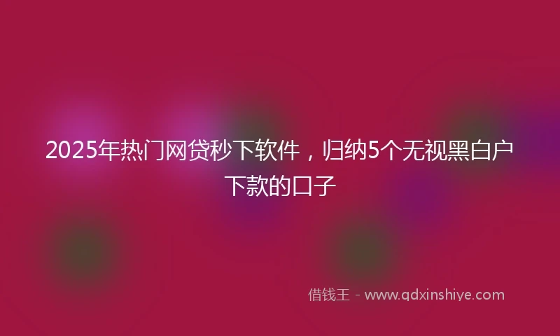 2025年热门网贷秒下软件，归纳5个无视黑白户下款的口子