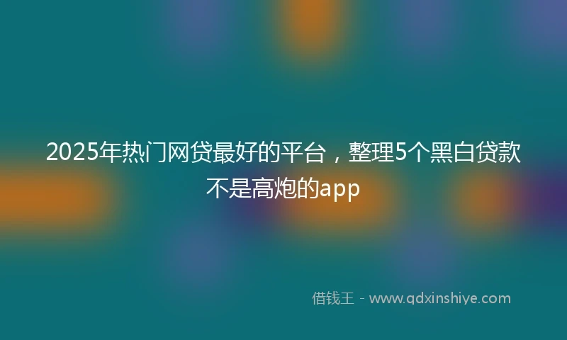 2025年热门网贷最好的平台，整理5个黑白贷款不是高炮的app