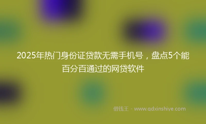 2025年热门身份证贷款无需手机号,盘点5个能百分百通过的网贷软件
