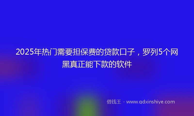 2025年热门需要担保费的贷款口子，罗列5个网黑真正能下款的软件