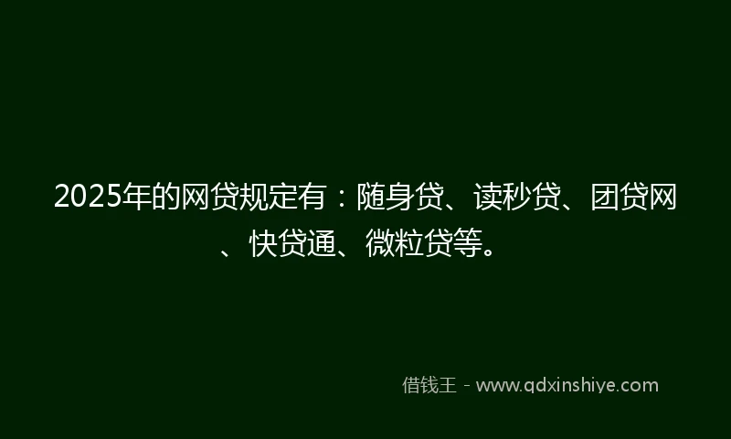 2025年的网贷规定有：随身贷、读秒贷、团贷网、快贷通、微粒贷等。