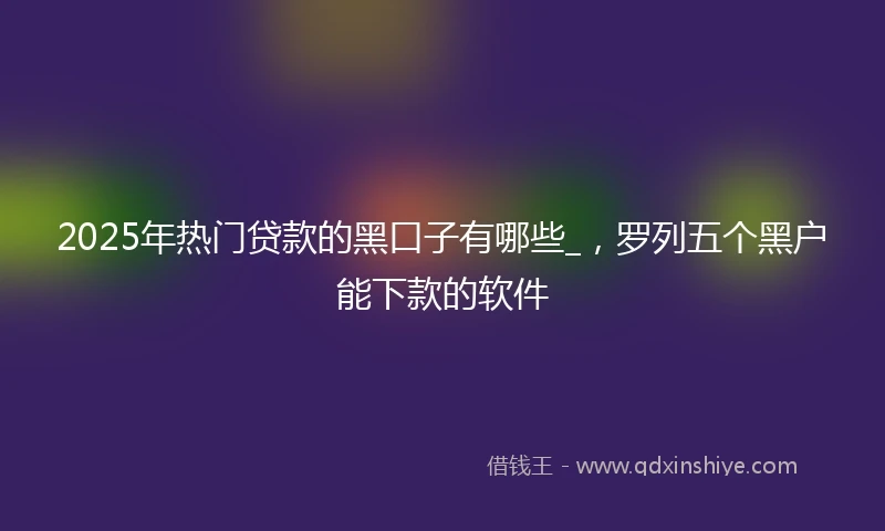 2025年热门贷款的黑口子有哪些_，罗列五个黑户能下款的软件