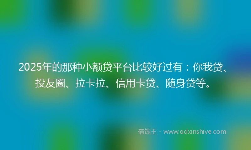 2025年的那种小额贷平台比较好过有：你我贷、投友圈、拉卡拉、信用卡贷、随身贷等。