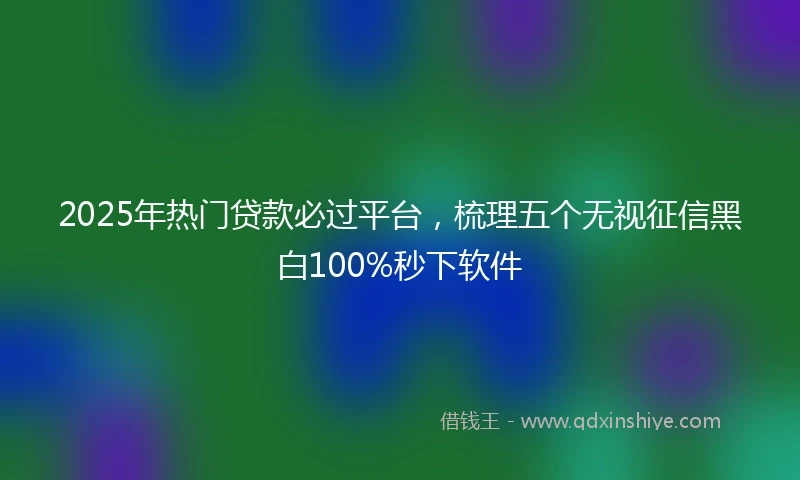 2025年热门贷款必过平台，梳理五个无视征信黑白100%秒下软件