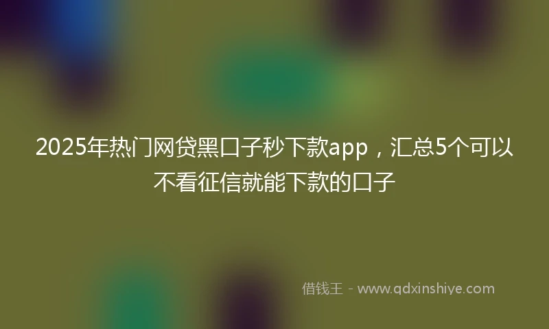 2025年热门网贷黑口子秒下款app，汇总5个可以不看征信就能下款的口子