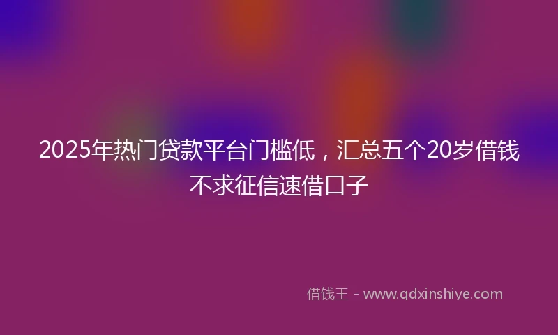 2025年热门贷款平台门槛低，汇总五个20岁借钱不求征信速借口子