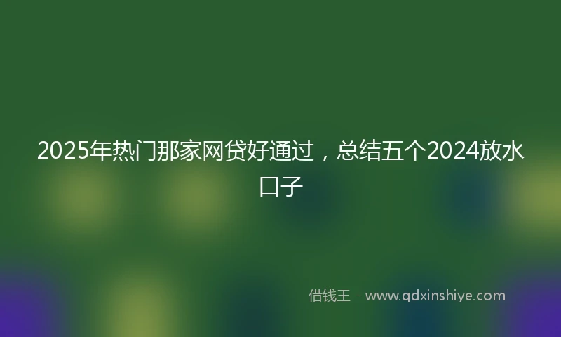 2025年热门那家网贷好通过，总结五个2024放水口子