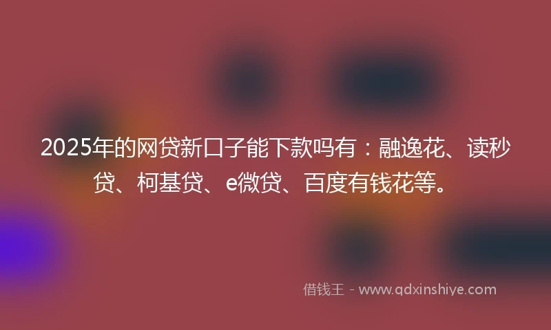 2025年的网贷新口子能下款吗有：融逸花、读秒贷、柯基贷、e微贷、百度有钱花等。