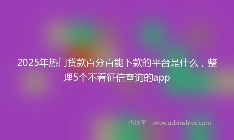 2025年热门贷款百分百能下款的平台是什么，整理5个不看征信查询的app