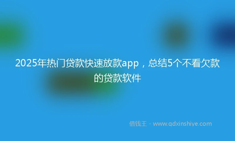 2025年热门贷款快速放款app，总结5个不看欠款的贷款软件