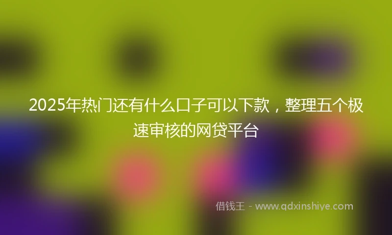 2025年热门还有什么口子可以下款，整理五个极速审核的网贷平台
