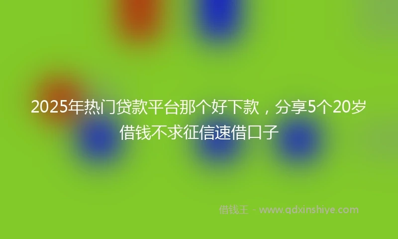 2025年热门贷款平台那个好下款，分享5个20岁借钱不求征信速借口子