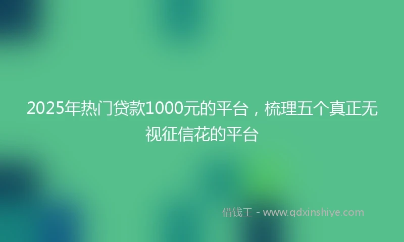 2025年热门贷款1000元的平台，梳理五个真正无视征信花的平台