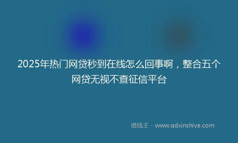 2025年热门网贷秒到在线怎么回事啊，整合五个网贷无视不查征信平台