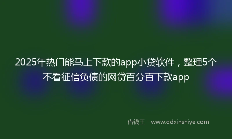 2025年热门能马上下款的app小贷软件，整理5个不看征信负债的网贷百分百下款app