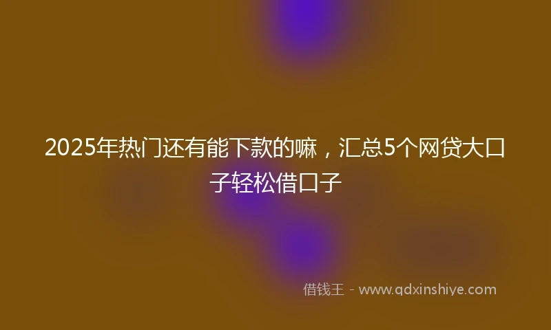 2025年热门还有能下款的嘛，汇总5个网贷大口子轻松借口子