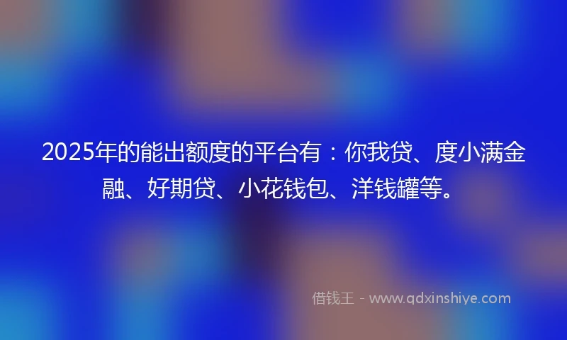 2025年的能出额度的平台有：你我贷、度小满金融、好期贷、小花钱包、洋钱罐等。