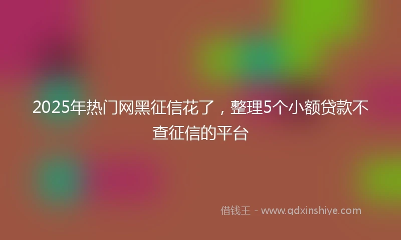 2025年热门网黑征信花了，整理5个小额贷款不查征信的平台