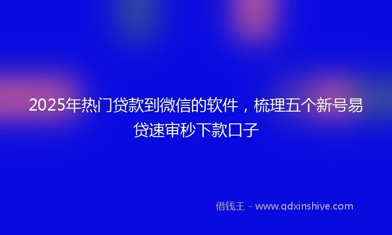 2025年热门贷款到微信的软件，梳理五个新号易贷速审秒下款口子
