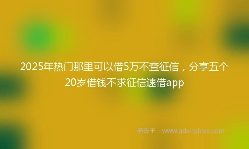 2025年热门那里可以借5万不查征信，分享五个20岁借钱不求征信速借app