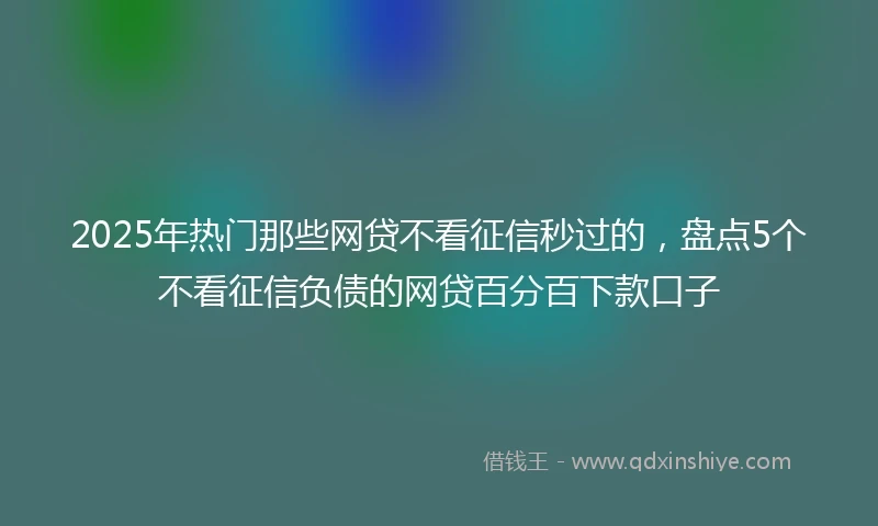 2025年热门那些网贷不看征信秒过的，盘点5个不看征信负债的网贷百分百下款口子