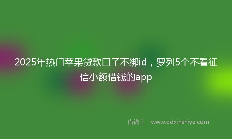 2025年热门苹果贷款口子不绑id，罗列5个不看征信小额借钱的app