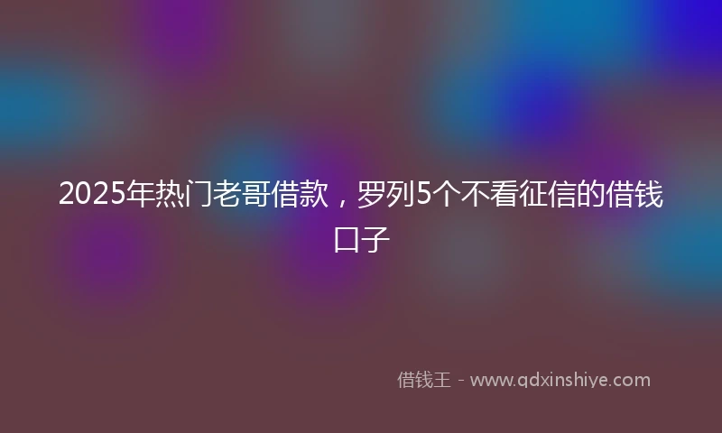 2025年热门老哥借款，罗列5个不看征信的借钱口子