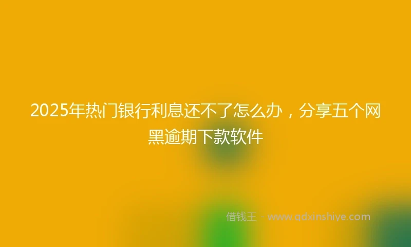 2025年热门银行利息还不了怎么办，分享五个网黑逾期下款软件