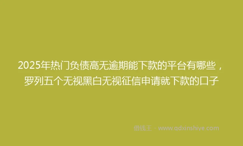 2025年热门负债高无逾期能下款的平台有哪些，罗列五个无视黑白无视征信申请就下款的口子