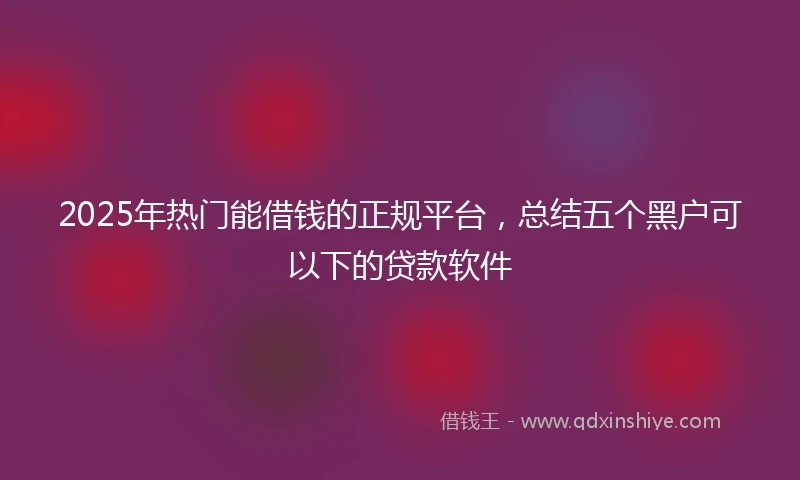 2025年热门能借钱的正规平台，总结五个黑户可以下的贷款软件