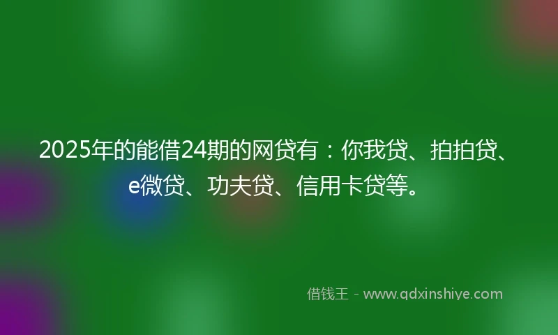 2025年的能借24期的网贷有：你我贷、拍拍贷、e微贷、功夫贷、信用卡贷等。