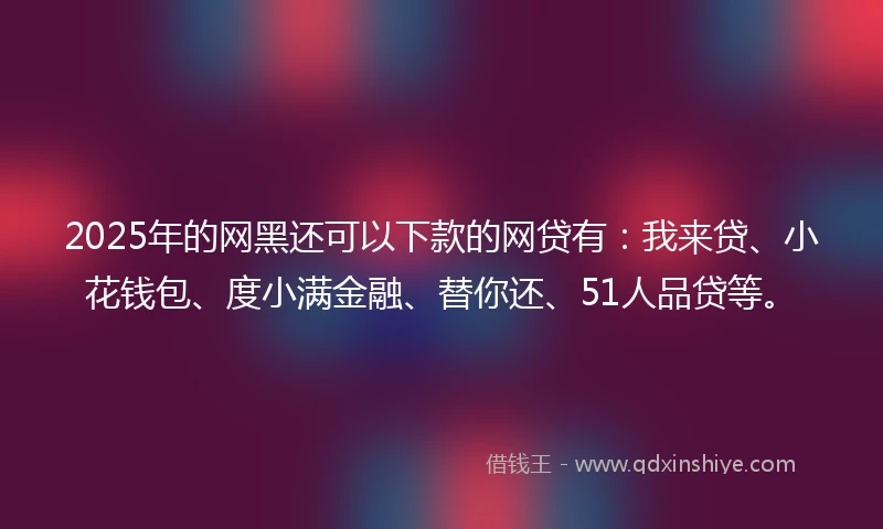2025年的网黑还可以下款的网贷有：我来贷、小花钱包、度小满金融、替你还、51人品贷等。