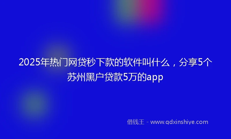 2025年热门网贷秒下款的软件叫什么，分享5个苏州黑户贷款5万的app