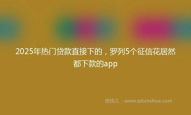 2025年热门贷款直接下的，罗列5个征信花居然都下款的app