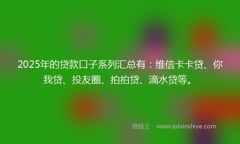 2025年的贷款口子系列汇总有：维信卡卡贷、你我贷、投友圈、拍拍贷、滴水贷等。