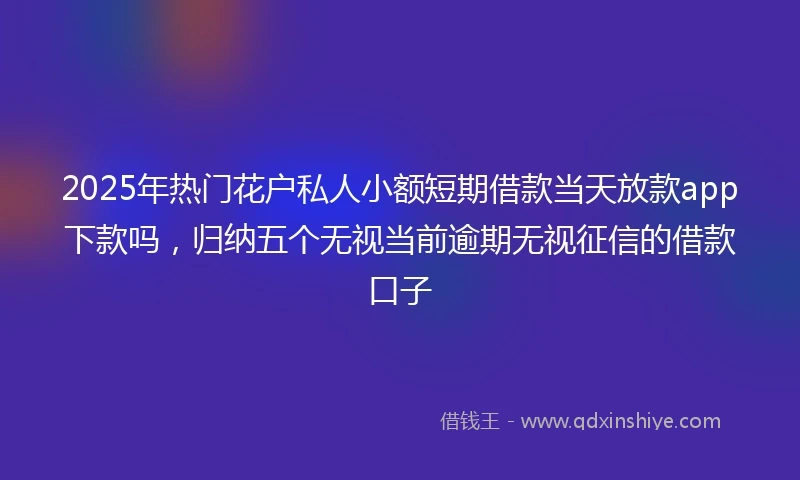 2025年热门花户私人小额短期借款当天放款app下款吗，归纳五个无视当前逾期无视征信的借款口子