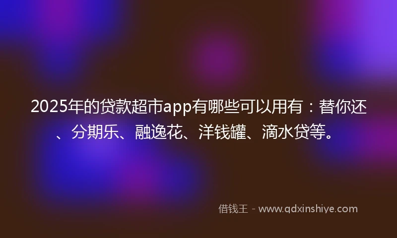 2025年的贷款超市app有哪些可以用有：替你还、分期乐、融逸花、洋钱罐、滴水贷等。