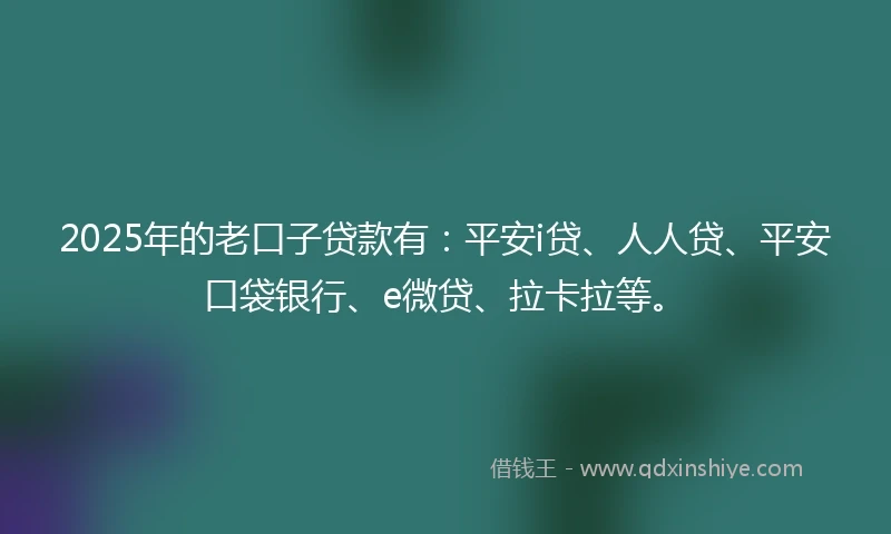 2025年的老口子贷款有：平安i贷、人人贷、平安口袋银行、e微贷、拉卡拉等。