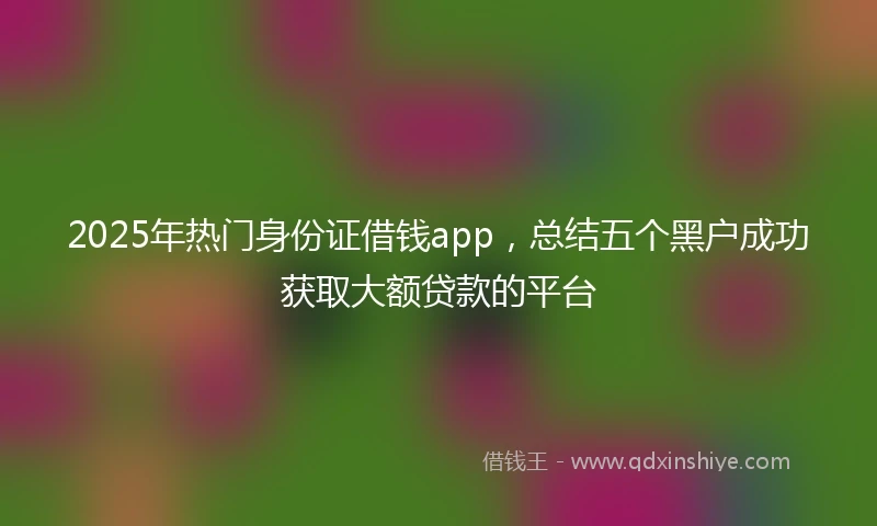 2025年热门身份证借钱app，总结五个黑户成功获取大额贷款的平台